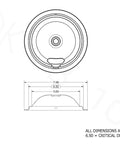 Technical drawing of 6 inch pan, Made In The Usa Chrome Drip Pan Set Replacement For Frigidaire Kenmore, with dimensions labeled.