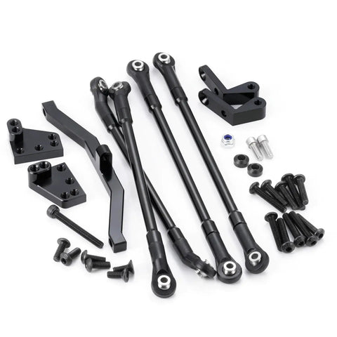 Aluminum Alloy 4 Link Kit Rear Axle With Panhard Bar Upgrade For 1/10 TF2 Trail Finder 2 RC Crawler Car, black parts and screws