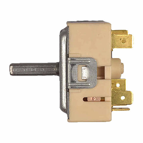 Side view of Rotary Range Surface Element Control Switch Replacement White EBF62174902 Fits Electric Ovens and Stoves showing connectors.