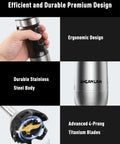 Heavy Duty 1000W Immersion Blender With 25 Adjustable Speed Settings And Tough Copper Brushless Motor Corded Hand Mixer, ergonomic grip and stainless steel body.