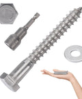 Heavy Duty Wood Lag Screws Set 304 Stainless Steel 3/8 Inch By 3 Inch Hex Head Bolts with washer and hex socket drill