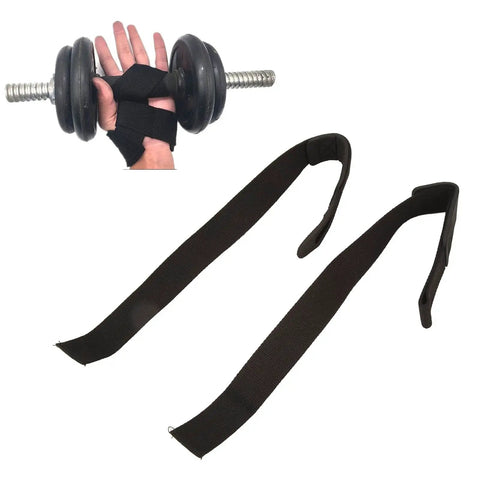Weightlifting Wrist Wraps And Deadlift Straps With Foam Padding Anti Slip Grip Cotton Comfort For Strength Training Palm Fit Design For Stable Pain Free Lifts For Heavy Lifts, shown with hand holding dumbbell