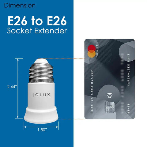 Bulb Socket Extender Four Pack E26 To E26 Lamp Socket Extension size comparison with card