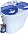 Portable Compact Mini Twin Tub Washing Machine With Wash And Spin Cycles Built In Gravity Drain 13 lb capacity shown with box