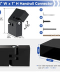 180 Degree Adjustable Vertical Pivot Connector for 2x1 Handrails, black stainless steel, 1.885 x 0.901 inch opening, hidden install