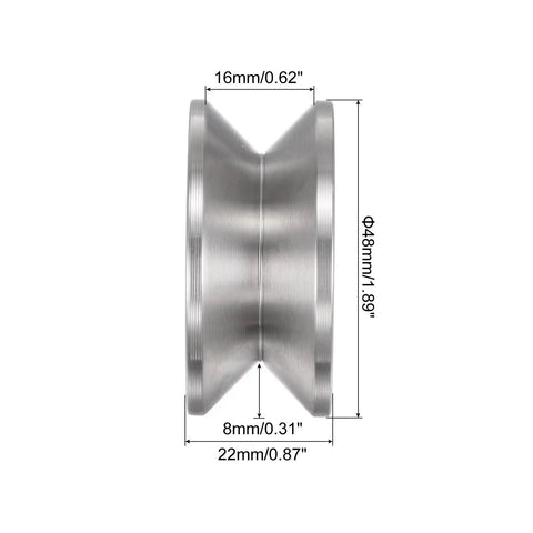 Top Shelf V Groove Track Rollers For Smooth Gate Glide Beast Mode Heavy Duty Double Bearing Design 304 Stainless Steel Build Industrial Sliding Door Hardware Kit For Two, 48mm diameter pulley.
