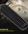 Deadset Strong M3 Hex Socket Spring Ball Plungers, 20 Piece Carbon Steel Fastener Set with Durable Black Oxide Finish, close-up view.