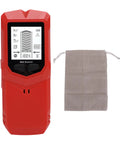 Thonlai 7 in 1 Stud Finder Wall Scanner with LCD Display Adjustable Depth, red device with screen and carry pouch.