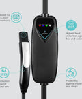 Level 2 Electric Vehicle Charger 40 Amp 240 Volt NEMA 14 50 Plug 16 Ft Cable showing LED indicators and rugged design features.