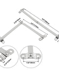 Real Deal Heavy Duty Soft Close Lid Support Hinges 2 Pack Stainless Steel Cabinet Brace with measurements shown