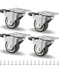 Four Pack Beefy Heavy Duty Furniture Casters Wheels Stainless Steel Castors Swivel Office Rubber Rollers, screws included.