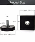Adjustable Leveling Feet Kit For Furniture 16 Sets 38x38mm Square Tube Insert M8 Thread size diagram, black plastic and metal.