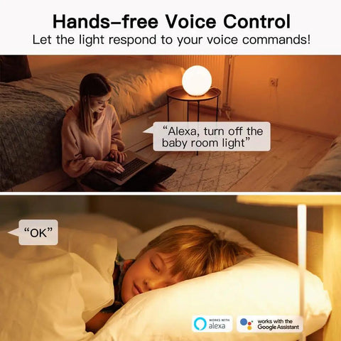 Woman using Smart Light Switch Single Pole Works With Alexa Google Home And SmartThings 2.4GHz WiFi Neutral Wire Required No Hub Needed