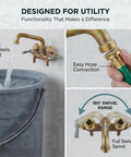 Two Handle Laundry Faucet Built To Last Tough As Nails Rough Brass Wall Mounted With 6 Inch Reach Tube And Swivel Spout