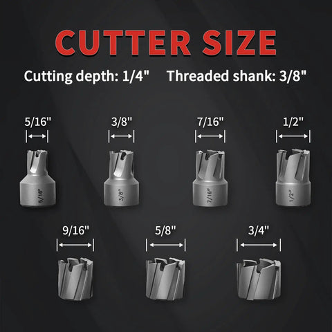 Spot Weld Cutter Kit For Auto Body Repair And Metal Fabrication, A Heavy Duty 14 Piece Set With Seven Drill Bits, cutting diameters