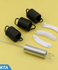 Heavy Duty Washing Machine Repair Kit With Suspension Springs Counterweight Pads And Tub Wear Pads DIY Friendly For Whirlpool Kenmore Washers Includes WP63907 W10250667 And 285744 Parts To Restore Drum Support And Quiet Spin, springs and pads on yellow background