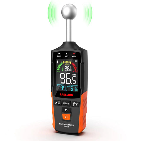 Pinless Moisture Meter With Ball Probe For Non Destructive Area Scans On Wood Walls And Construction Materials
