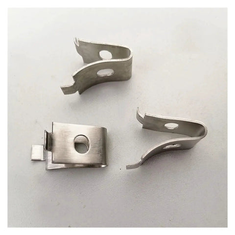 Heavy Duty Stainless Steel Shelf Bracket Clips Set 60 Piece Nickel Plated Iron Pegs for Garage, shown close-up on a white surface.