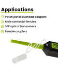 TRUE CABLE fiber optic dual-position pen cleaner side view with LC/MU connectors, lime-green body, 1 pc