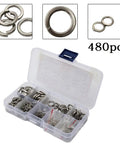 All In One 480 Piece 304 Stainless Steel Spring Lock Washer Set With 9 Sizes M2 Through M10 In Transparent Storage Case For Automotive Electrical And Marine Projects, open case