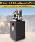 Built Tough Pro Grade Hydraulic Power Unit 15 Quart With 12V DC Motor And 3200 PSI Single Acting Dump Trailer Pump Metal Reservoir