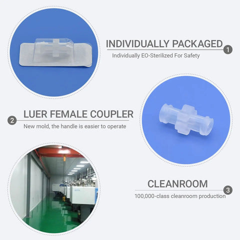 Individually Wrapped Luer Lock Fittings 100 Pack With Anti Slip Grip Syringe Connectors And Caps For Lab And Industrial Use Female To Female Couplers Heavy Duty Pro Grade J560M PP, individually wrapped