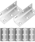 Heavy Duty L Brackets Set Of 8 Stainless Steel 90 Degree Corner Braces for Reinforcing Wood Joints and Strengthening Cabinets and Furniture