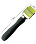 Car sound deadener roller with black handle and yellow roller head; includes 2-inch and 1.2-inch wheels.