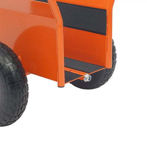 Heavy-Duty Slab Dolly Cart With 1000Lb Capacity And 10-Inch All-Terrain Tires Non-Slip Industrial Transport Dolly Built From Steel And Rubber For Durable Performance On Construction Sites Easy Moving Heavy Loads, side view with 10-inch tires