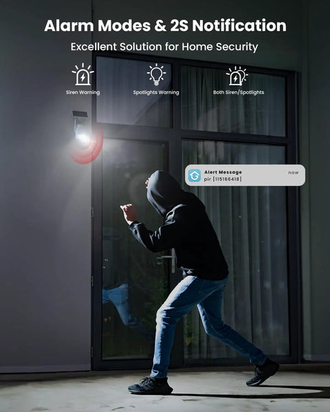 Intruder detected by Wireless Outdoor Security Camera System With Solar Powered Battery 2K HD WiFi Surveillance Cam 360 PTZ