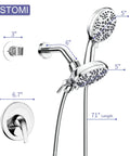 63 Setting Dual Shower Head And Handheld Sprayer 2 In 1 High Pressure Rain Shower Kit With 7 Functions Chrome Finish