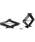 EAZ-Lift 24-Inch Rock-Solid RV Scissor Jacks Set Of 2 Heavy Duty Steel Construction 7,500 Lb Load Capacity Per Jack Rugged Camper Trailer Leveling Gear For Pop-Ups Trailers And Large RVs. black steel RV scissor jacks, bolt-on install, with mounting hardware