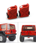 Red RC accessory fuel tanks and rear view of RC truck, perfect fit for Beefy One Tenth RC Scale ABS Fuel Tank For Axial Wraith SCX10