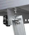 Close-up of 28 Inch Adjustable Solar Panel Mount Brackets With Foldable Tilt Legs showing stainless steel fasteners.