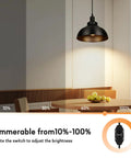 Black Pendant Light With Plug In Cord And Dimmable Dimmer Switch Industrial Hanging Kitchen Island Fixture 16 Feet Cord Easy Install Modern Industrial Lighting illuminating a dining table with brightness adjustment.
