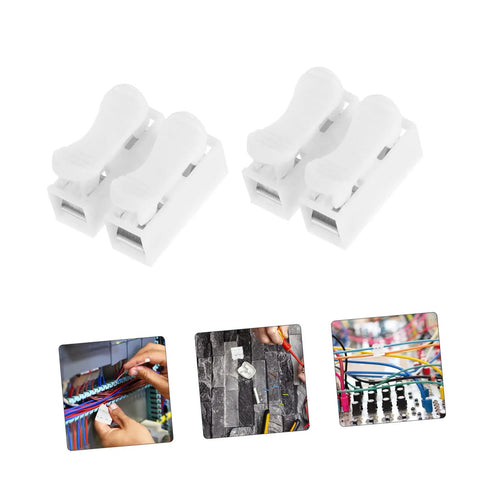 80Pcs Spring Clamp Terminal Connectors for LED lighting and quick connection barrier blocks, shown close-up and in various installations.