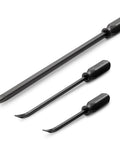 Beefy Angled End Handled Pry Bar Set, 3-Piece With 12, 17, And 25 Inch Steel Pry Bars, Heat-Treated Bar Stock For Heavy-Duty Prying And Positioning
