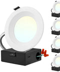 4 Inch LED Recessed Canless Downlight With J Box, Easy Install, 9W, 12W And 15W Options, IC Rated, Wet Rated, Pack Of Four