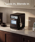 Nugget Ice Maker For Countertop With 44 Lb Per Day Capacity Self Cleaning Black Stainless Steel Portable Ice Machine on kitchen counter