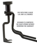 On Vehicle Spring Compressor For Ford 4.6L And 5.4L 3 Valve Modular Engines Great For Quick Valve Spring And Retainer Removal Without Camshaft Removal Not For 2V Or 4V Ford Service Tool, side view showing steel construction and knob handle