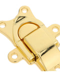 Close-up of Stunning 2Pcs Vintage Duckbilled Hasp Latch Set, Heavy Duty Zinc Alloy Golden Toggle Lock.
