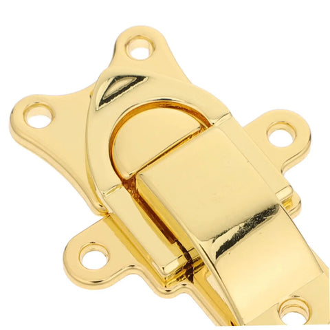 Close-up of Stunning 2Pcs Vintage Duckbilled Hasp Latch Set, Heavy Duty Zinc Alloy Golden Toggle Lock.