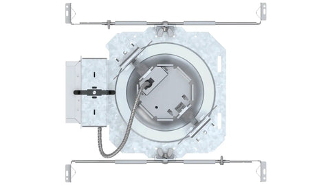 Top view of 6 Inch New Construction LED Downlight With Non-IC Housing, 2000 Lumen, 3500K Warm White, 0-10V Dimming installed in ceiling