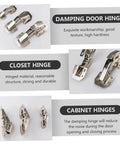 Soft Close Concealed Cabinet Hinges 4 Pack Stainless Steel Wardrobe Door Hinges for Kitchen and Closet Cabinets, damping mechanism labeled.