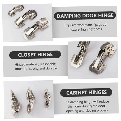 Soft Close Concealed Cabinet Hinges 4 Pack Stainless Steel Wardrobe Door Hinges for Kitchen and Closet Cabinets, damping mechanism labeled.