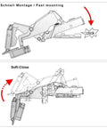Diagram of 165 Degree Cabinet Hinges With Zero Protrusion, Soft Close, Self Closing For Corner Cabinets, Easy Install
