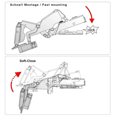 Diagram of 165 Degree Cabinet Hinges With Zero Protrusion, Soft Close, Self Closing For Corner Cabinets, Easy Install