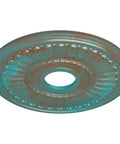 Melonie Ceiling Medallion Copper Green Patina, 16 Inch Outside Diameter, Lightweight Canopy, Hand Painted Deep Relief With Sharp Lines