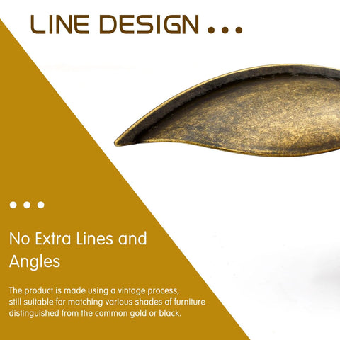 Side view of Six Pack Antique Brass Cabinet Pulls Made From Zinc Alloy showcasing vintage design with smooth curves