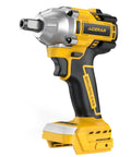 Heavy Duty Brushless Cordless Impact Wrench With 500 Nm Torque And 369 Ft Lbs, side view showing dual drive and battery compatibility.